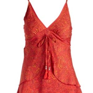 Orange Paisley Tie-Waist V-Neck Tank size L
